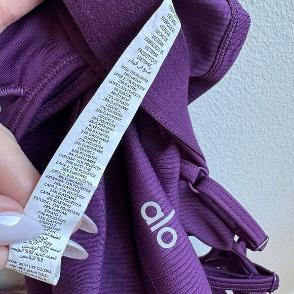 Alo Yoga Ribbed Airlift Double Strap Enchanted Cropped Bra Tank Top Size Small - Picture 6 of 6